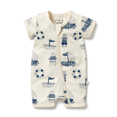 Wilson & Frenchy - Organic Boyleg Zipsuit Nautical Bear Zipsuit Wilson & Frenchy 