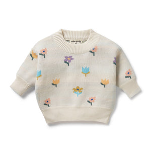 Wilson & Frenchy - Organic Knitted Jacquard Jumper | Flower Pop