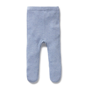 Wilson & Frenchy - Organic Knitted Legging with Feet | Blue Speckle