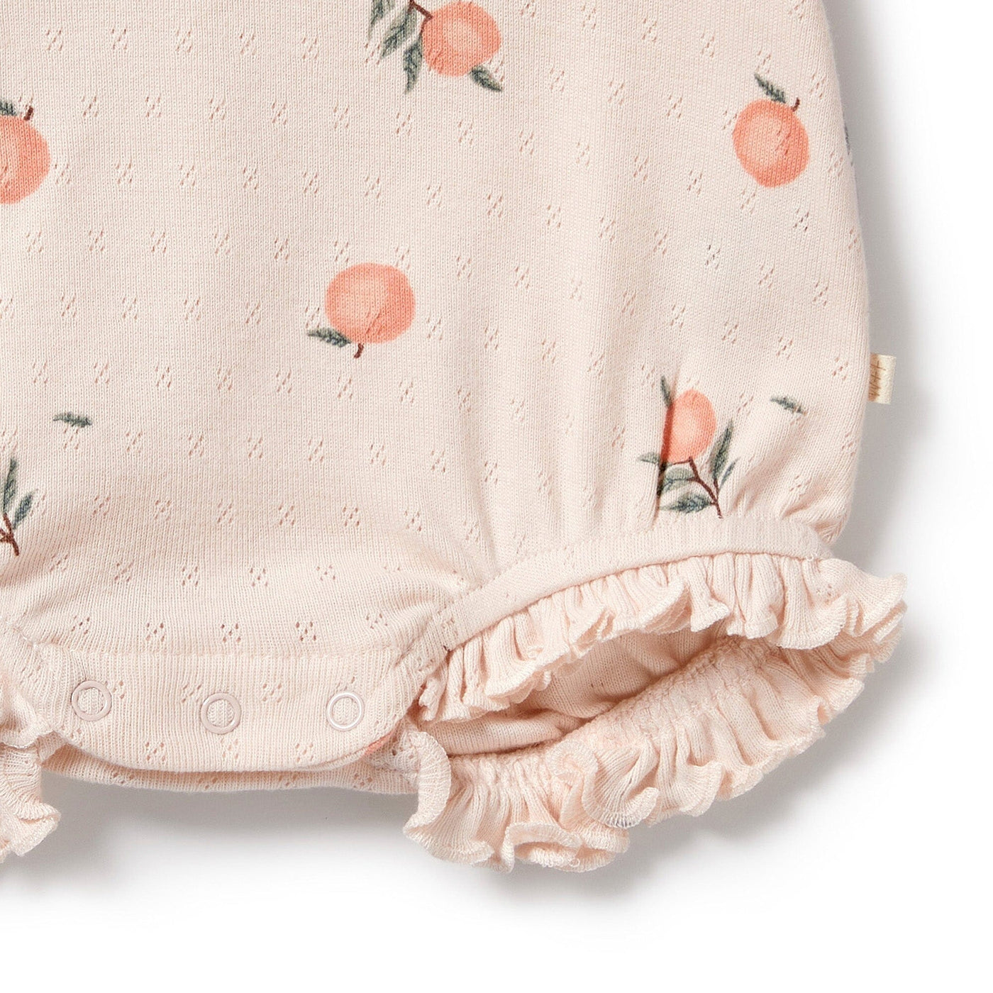 Wilson & Frenchy - Organic Pointelle Ruffle Growsuit Peaches Growsuit Wilson & Frenchy 