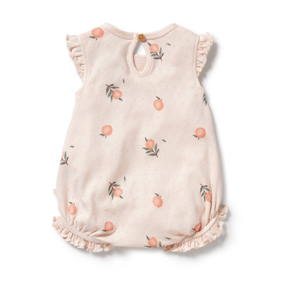 Wilson & Frenchy - Organic Pointelle Ruffle Growsuit Peaches Growsuit Wilson & Frenchy 