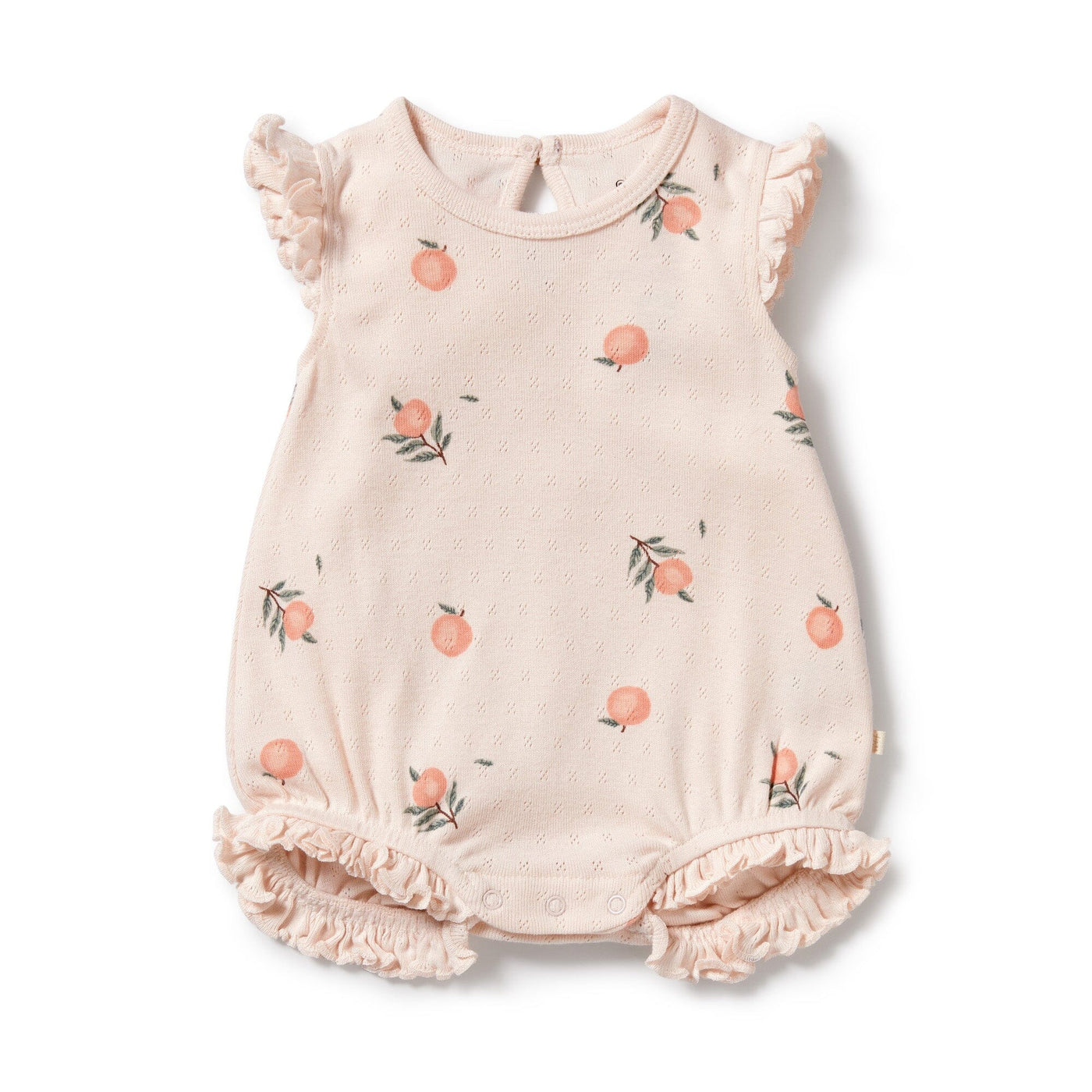 Wilson & Frenchy - Organic Pointelle Ruffle Growsuit Peaches Growsuit Wilson & Frenchy 