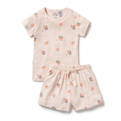 Wilson & Frenchy - Organic Pointelle Short Sleeved Pyjamas Peaches Short Sleeve Pyjamas Wilson & Frenchy 