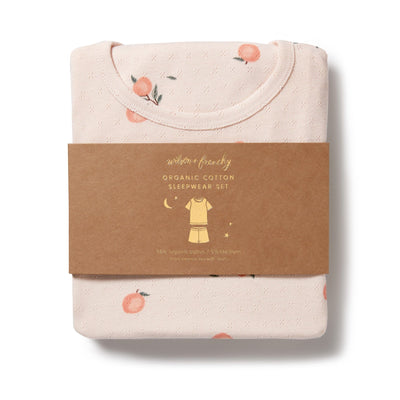 Wilson & Frenchy - Organic Pointelle Short Sleeved Pyjamas Peaches Short Sleeve Pyjamas Wilson & Frenchy 