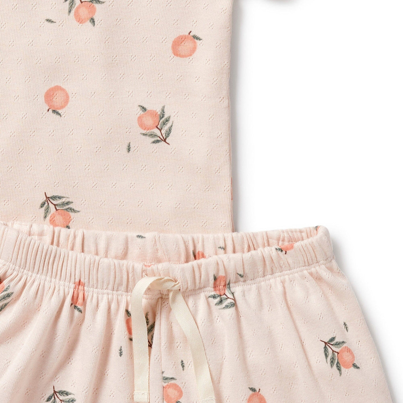 Wilson & Frenchy - Organic Pointelle Short Sleeved Pyjamas Peaches Short Sleeve Pyjamas Wilson & Frenchy 