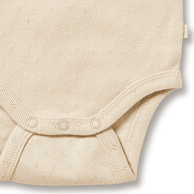 Wilson & Frenchy Organic Pointelle Singlet Bodysuit - Oatmeal Bodysuit Wilson & Frenchy 