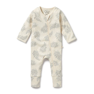 Wilson & Frenchy - Organic Pointelle Zipsuit with Feet Forever Ferns