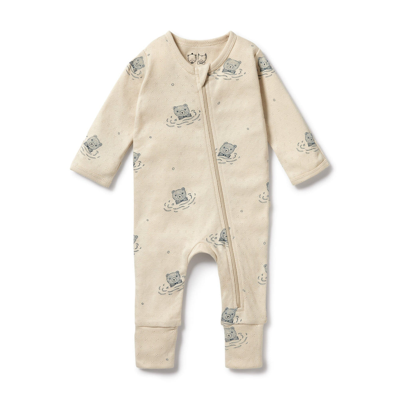 Wilson & Frenchy - Organic Pointelle Zipsuit with Feet Little Bear Zipsuit Wilson & Frenchy 