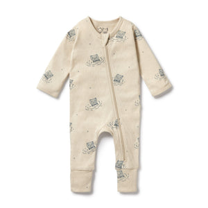 Wilson & Frenchy - Organic Pointelle Zipsuit with Feet Little Bear