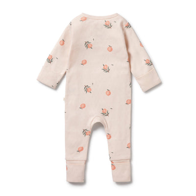 Wilson & Frenchy - Organic Pointelle Zipsuit with Feet Peaches Zipsuit Wilson & Frenchy 