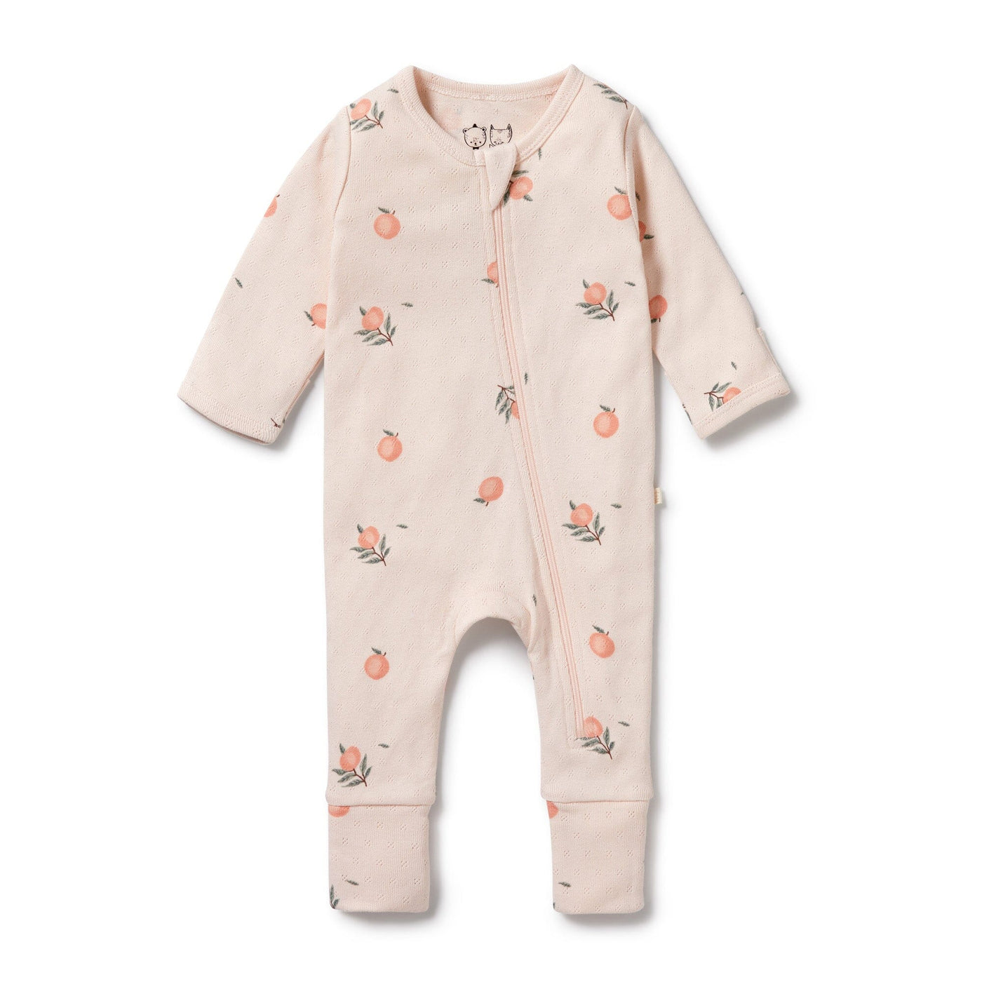 Wilson & Frenchy - Organic Pointelle Zipsuit with Feet Peaches Zipsuit Wilson & Frenchy 