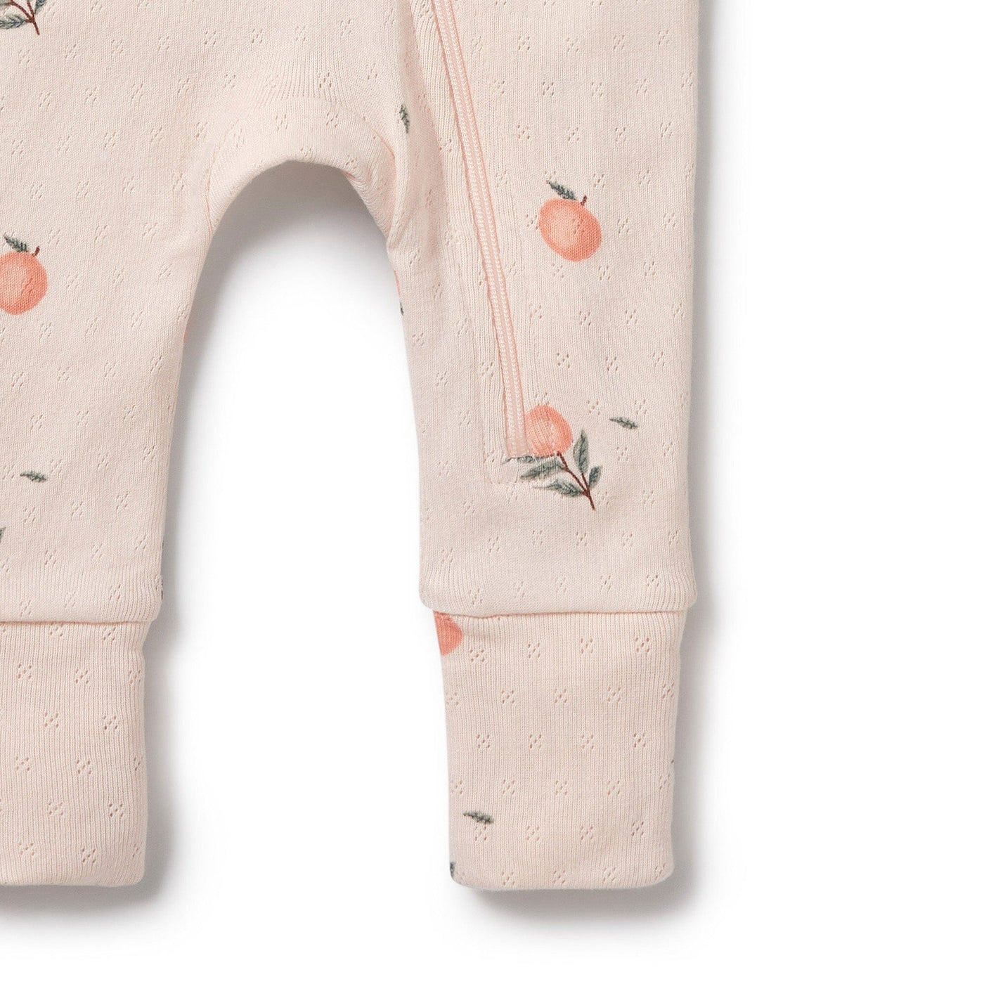 Wilson & Frenchy - Organic Pointelle Zipsuit with Feet Peaches Zipsuit Wilson & Frenchy 