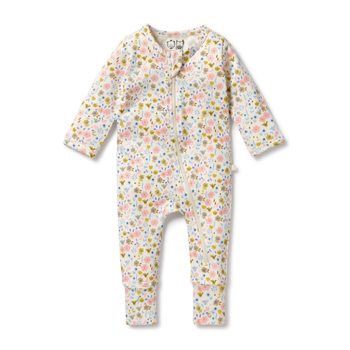 Wilson & Frenchy - Organic Zipsuit with Feet Ava Floral