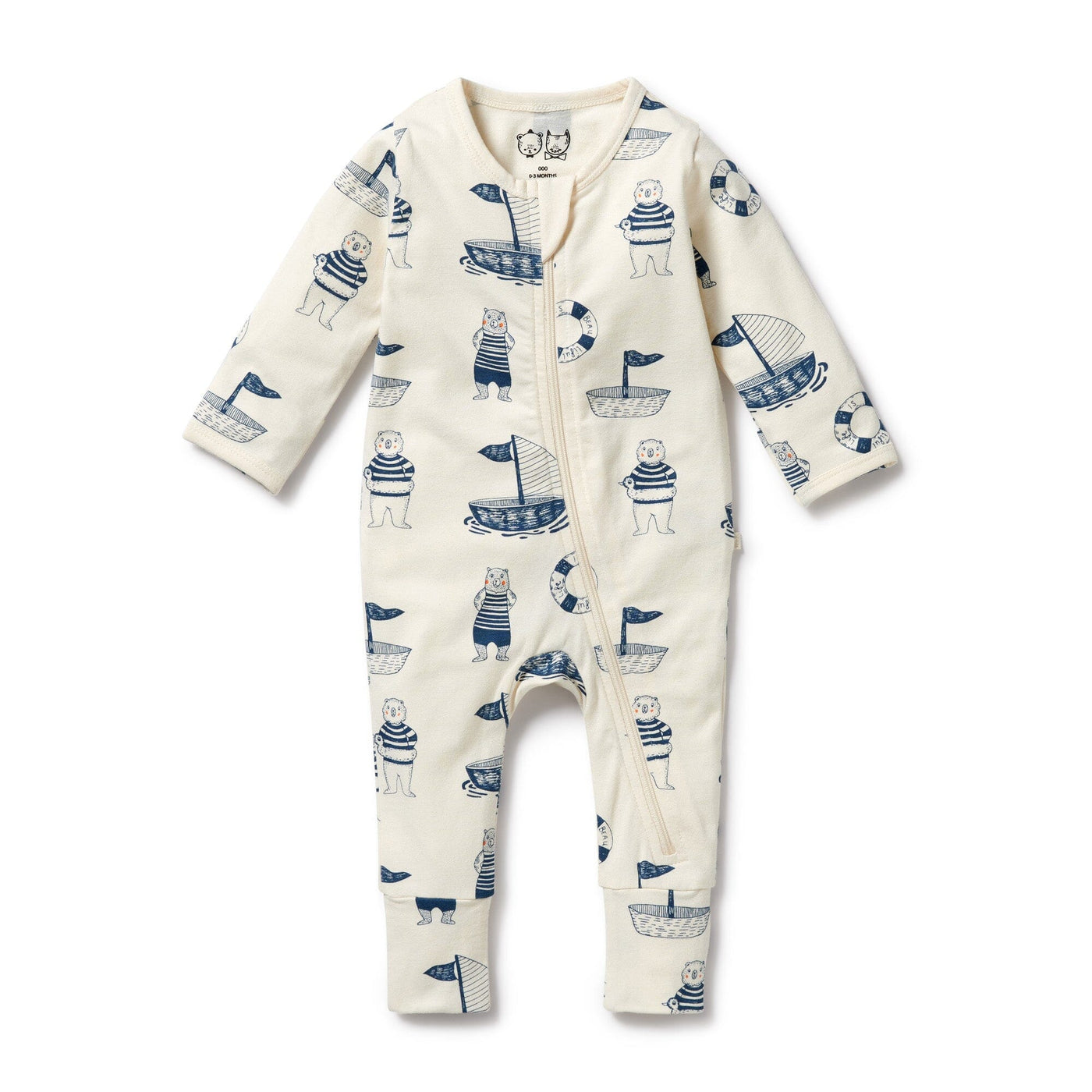 Wilson & Frenchy - Organic Zipsuit with Feet Nautical Bear Zipsuit Wilson & Frenchy 