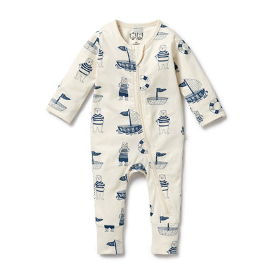 Wilson & Frenchy - Organic Zipsuit with Feet Nautical Bear Zipsuit Wilson & Frenchy 