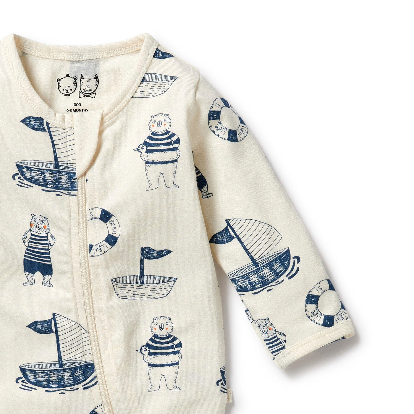 Wilson & Frenchy - Organic Zipsuit with Feet Nautical Bear Zipsuit Wilson & Frenchy 