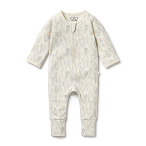 Wilson & Frenchy - Organic Zipsuit with Feet New Leaf