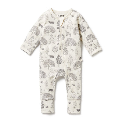 Wilson & Frenchy Organic Zipsuit with Feet - Woodland Zipsuit Wilson & Frenchy 