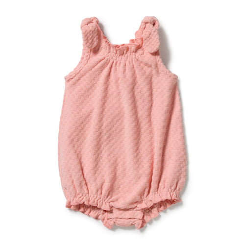 Wilson & Frenchy - Petal Pink Check Organic Terry Tie Playsuit