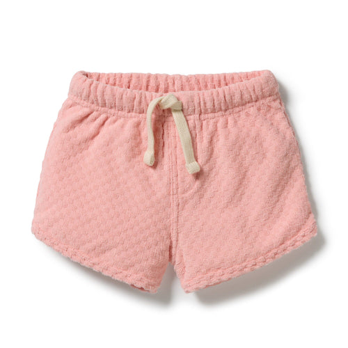 Wilson & Frenchy - Petal Pink Check Organic Terry Tie Short
