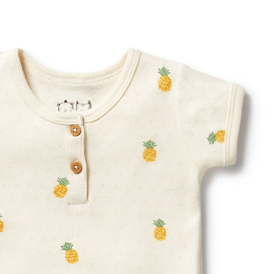 Wilson & Frenchy - Piney Pals Organic Pointelle Henley Bodysuit Bodysuit Wilson & Frenchy 