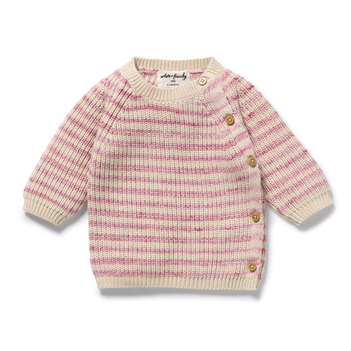 Wilson & Frenchy - Rhubarb & Cream Organic Knitted Stripe Kimono Cardigan
