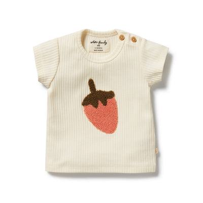 Wilson & Frenchy - Strawberry Kisses Embroidered Organic Tee Short Sleeve T-Shirt Wilson & Frenchy 