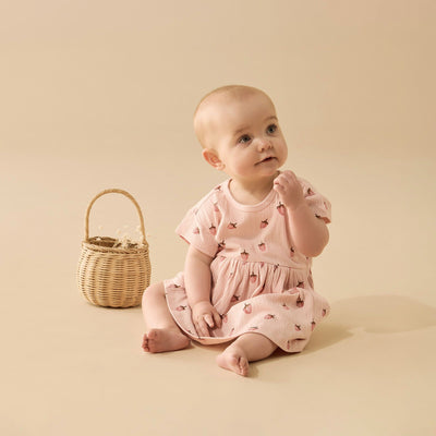 Wilson & Frenchy - Strawberry Kisses Organic Dress Short Sleeve Dress Wilson & Frenchy 