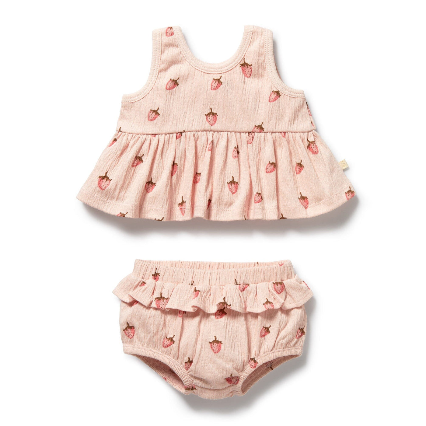 Wilson & Frenchy - Strawberry Kisses Organic Ruffle Set Matching Set Wilson & Frenchy 