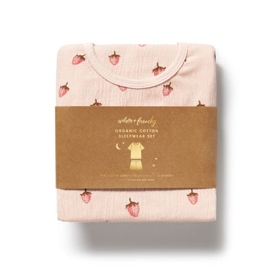 Wilson & Frenchy - Strawberry Kisses Organic Short Sleeved Pyjamas Short Sleeve Pyjamas Wilson & Frenchy 