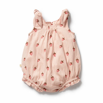 Wilson & Frenchy - Strawberry Kisses Organic Tie Playsuit Playsuit Wilson & Frenchy 