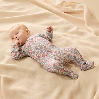 Wilson & Frenchy - Summer Bloom Organic Zipsuit with Feet Zipsuit Wilson & Frenchy 