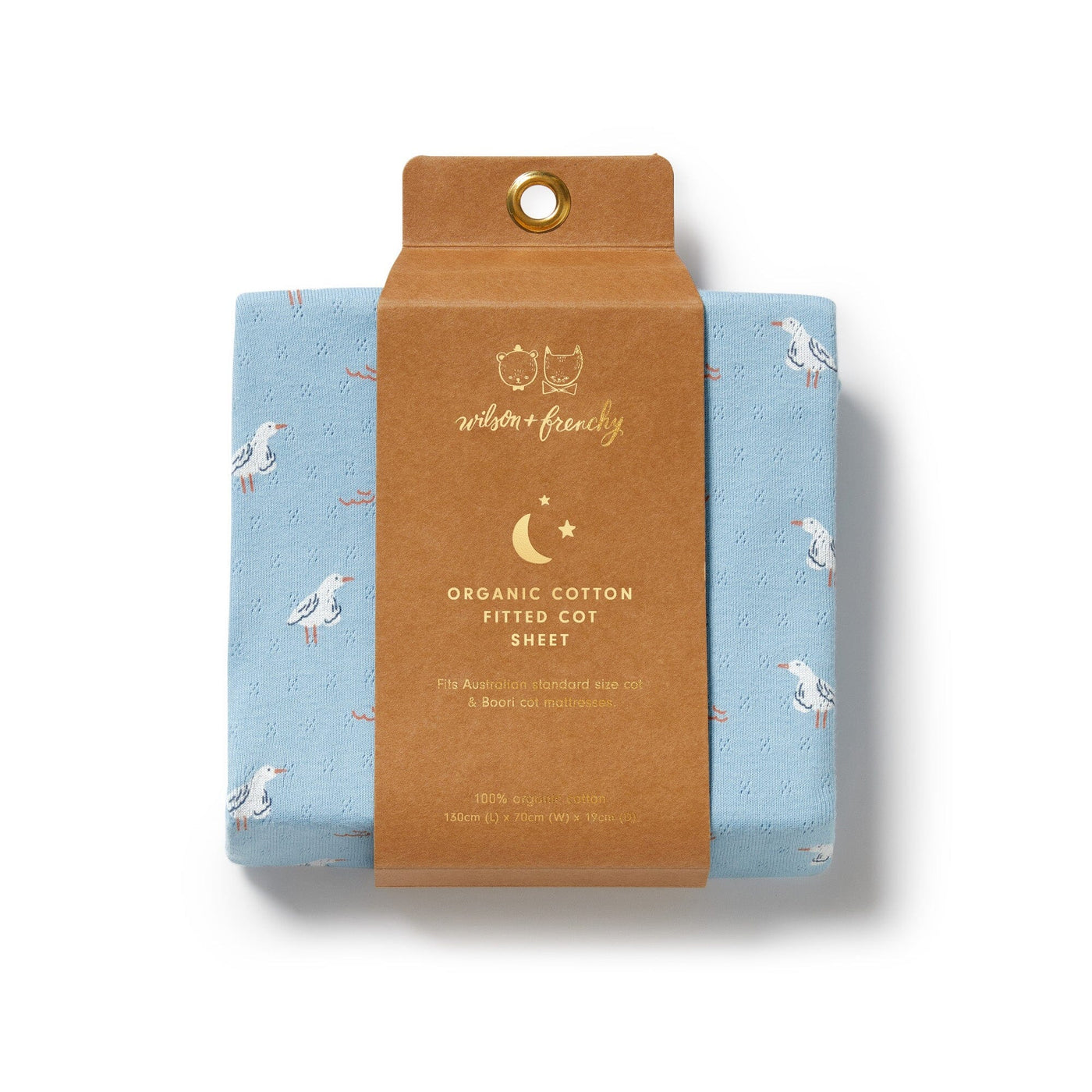Wilson & Frenchy - Sunny Seagulls Organic Pointelle Cot Sheet Cot Sheet Wilson & Frenchy 