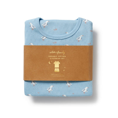 Wilson & Frenchy - Sunny Seagulls Organic Pointelle Short Sleeved Pyjamas Short Sleeve Pyjamas Wilson & Frenchy 