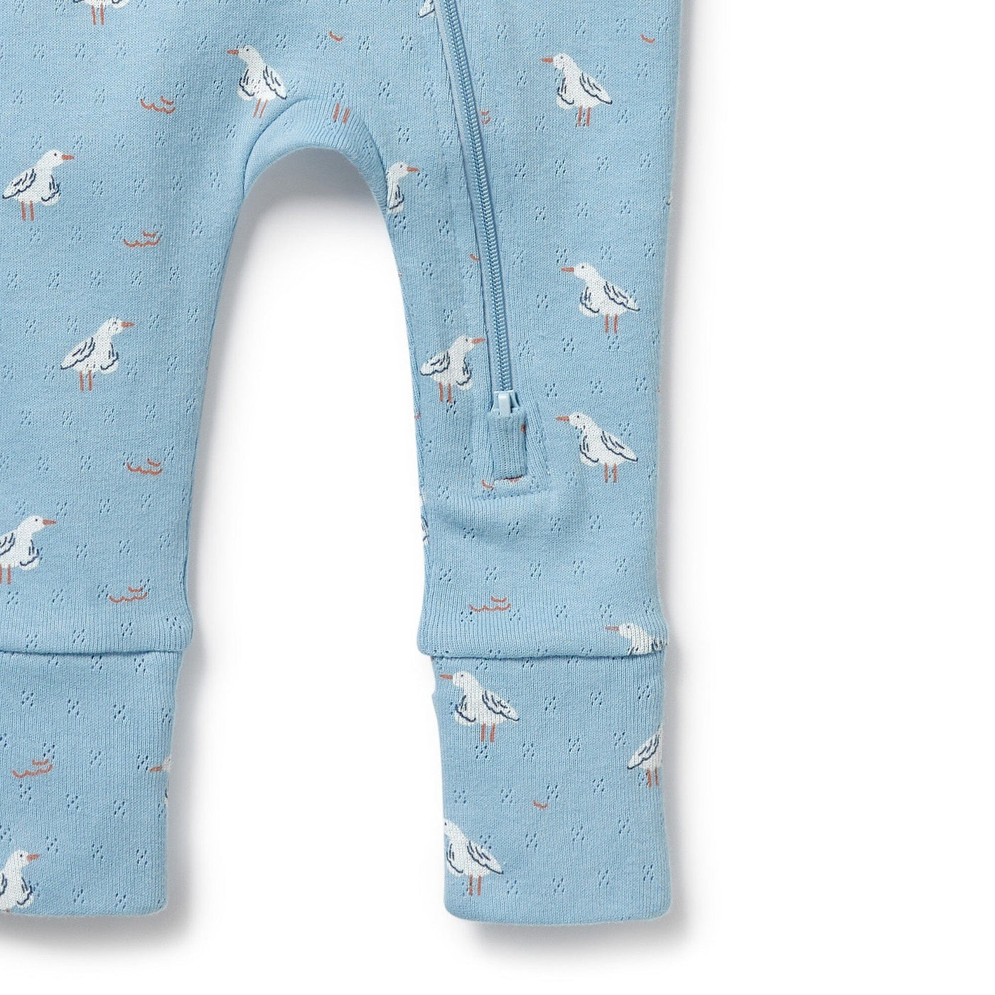 Wilson & Frenchy - Sunny Seagulls Organic Pointelle Zipsuit with Feet Zipsuit Wilson & Frenchy 