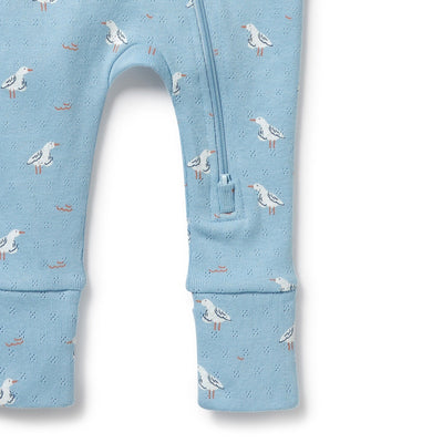 Wilson & Frenchy - Sunny Seagulls Organic Pointelle Zipsuit with Feet Zipsuit Wilson & Frenchy 