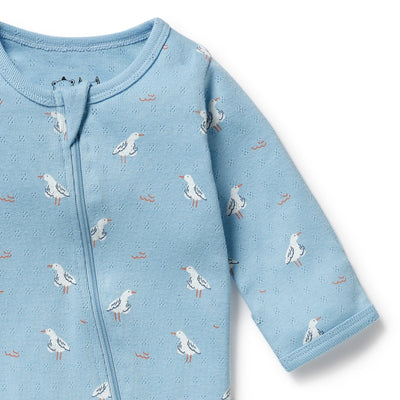 Wilson & Frenchy - Sunny Seagulls Organic Pointelle Zipsuit with Feet Zipsuit Wilson & Frenchy 