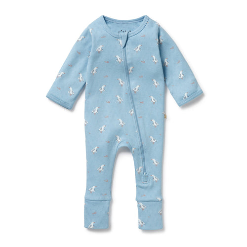 Wilson & Frenchy - Organic Pointelle Zipsuit with Feet | Sunny Seagulls