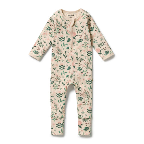 Wilson & Frenchy - Sweet Bloom Organic Zipsuit with Feet