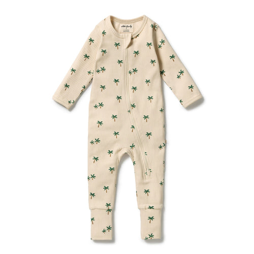 Wilson & Frenchy - Tiny Palm Organic Zipsuit with Feet