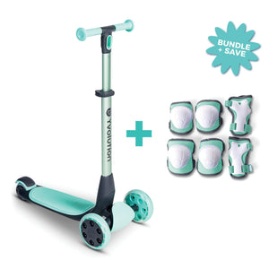 YGlider Nua Scooter & Safety Pads Bundle - Green