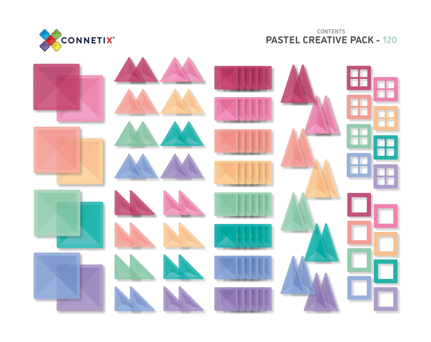 120 Piece Pastel Creative Pack Magnetic Play Connetix 