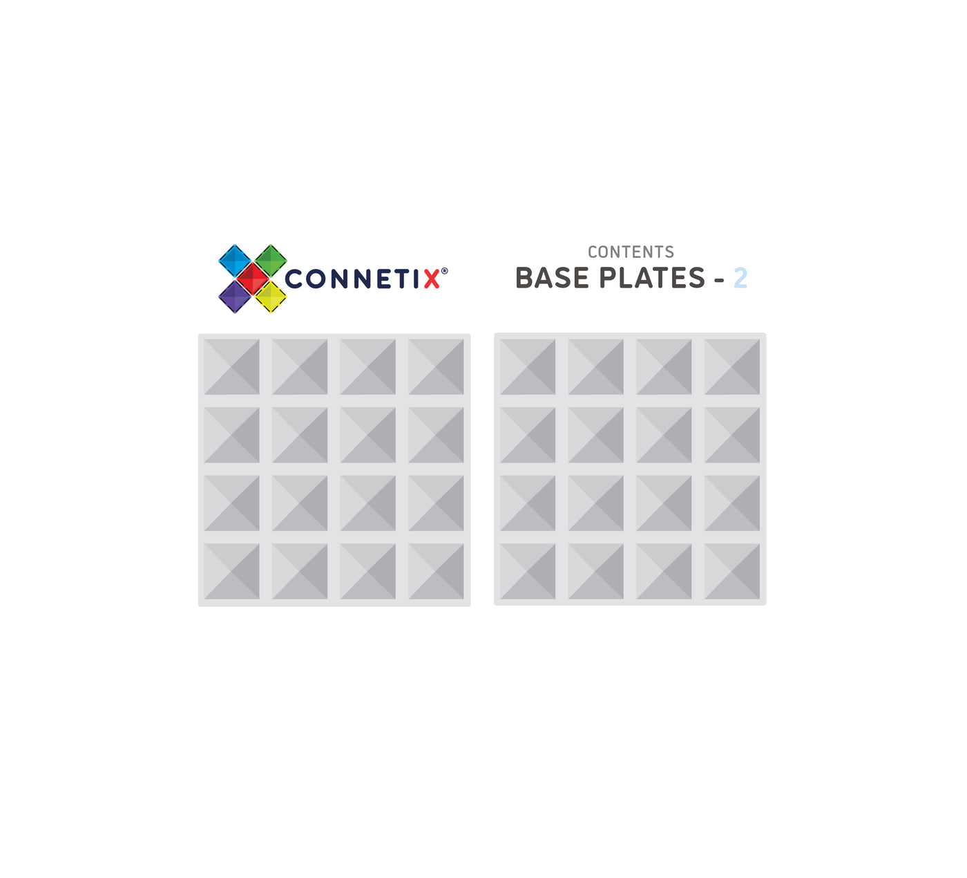 2 Piece Base Plate Pack - Clear Magnetic Play Connetix 