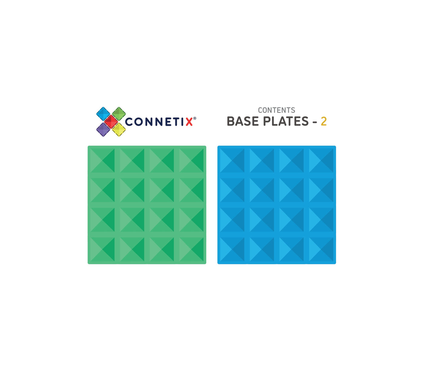 2 Piece Base Plate Pack- Green & Blue Magnetic Play Connetix 