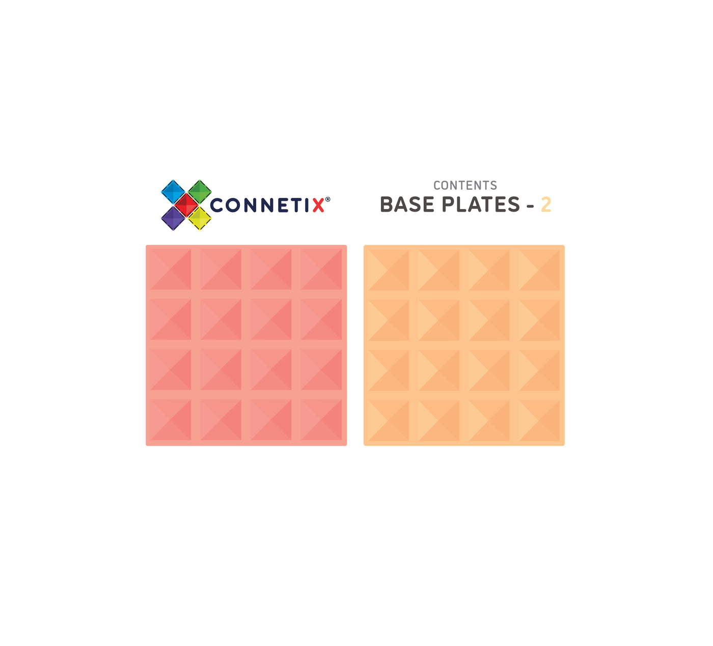 2 Piece Base Plate Pack - Lemon & Peach Magnetic Play Connetix 