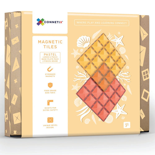 Connetix Tiles 2 Piece Base Plate Pack - Lemon & Peach