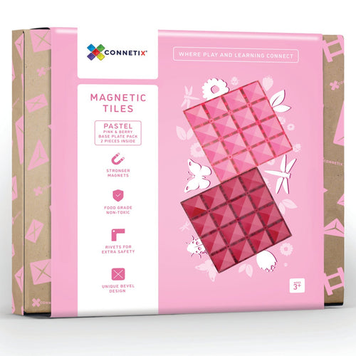 Connetix Tiles 2 Piece Base Plate Pack - Pink & Berry