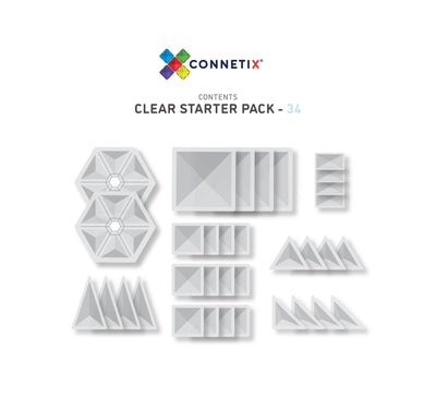 34 Piece Starter Pack- Clear Magnetic Play Connetix 
