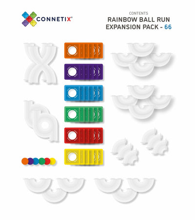 66 pc Ball Run Expansion Pack Magnetic Play Connetix 
