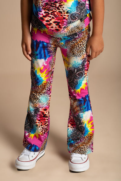 Abstract Leopard High Waisted Flares Pants Rock Your Baby 